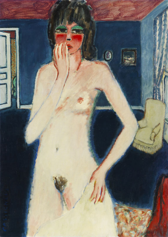 Jean Pierre Cassigneul - Femme nue dans la chambre bleue