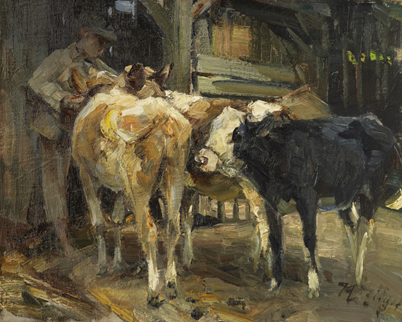 Heinrich von Zügel - Kühe vor dem Stall