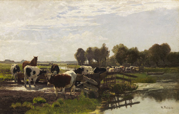 Hermann Baisch - Weidetiere in Flusslandschaft