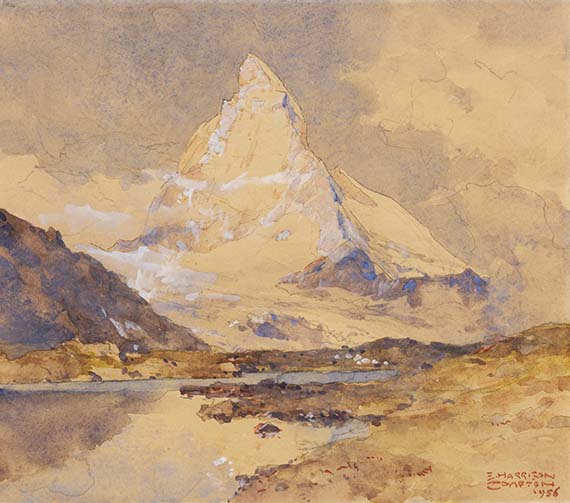 Edward Harrison Compton - Blick auf das Matterhorn vom Riffelsee
