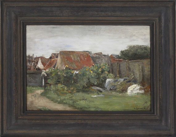 Max Liebermann - Dorfhäuser mit Sonnenblumen - Frame image