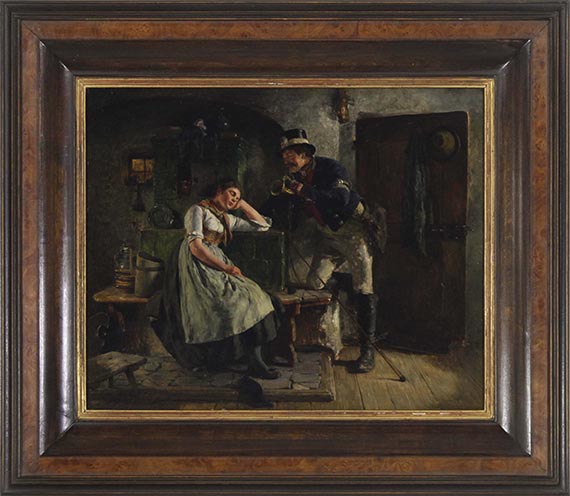 Hugo Kauffmann - Postillion und schlafendes Mädel - Frame image