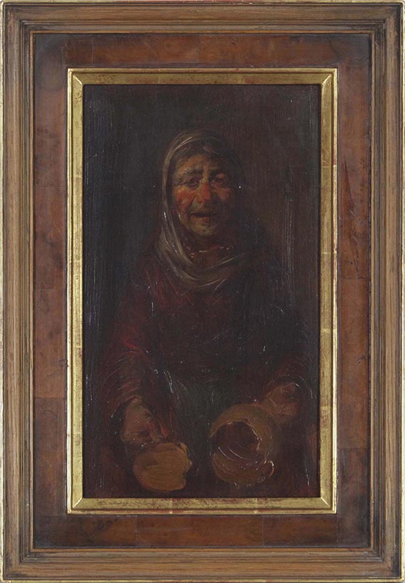 Wilhelm Busch - Alte Frau mit zerbrochenem Krug - Frame image