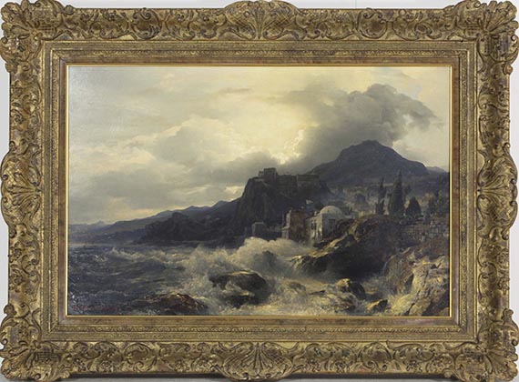 Andreas Achenbach - Abendstimmung an der griechischen Küste - Frame image