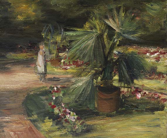 Max Liebermann - Garten mit Palme und zwei weiblichen Figuren - 