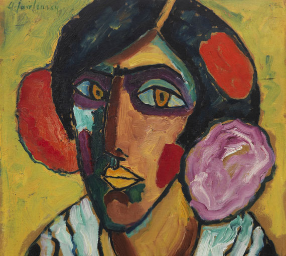 Alexej von Jawlensky - Frauenkopf mit Blumen im Haar