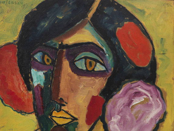 Alexej von Jawlensky - Frauenkopf mit Blumen im Haar - 