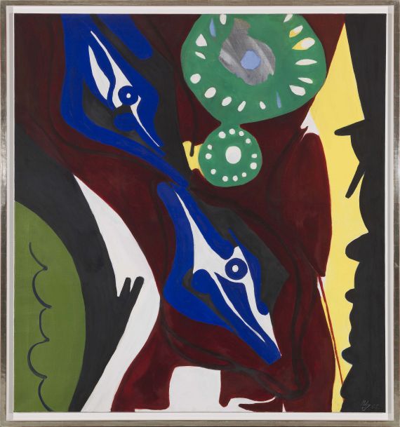 Ernst Wilhelm Nay - Die Uhr (Krapplack, Blau und Grün) - Frame image