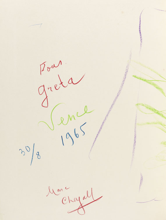 Marc Chagall - Ohne Titel: Pour Greta, Vence 30/8 1965