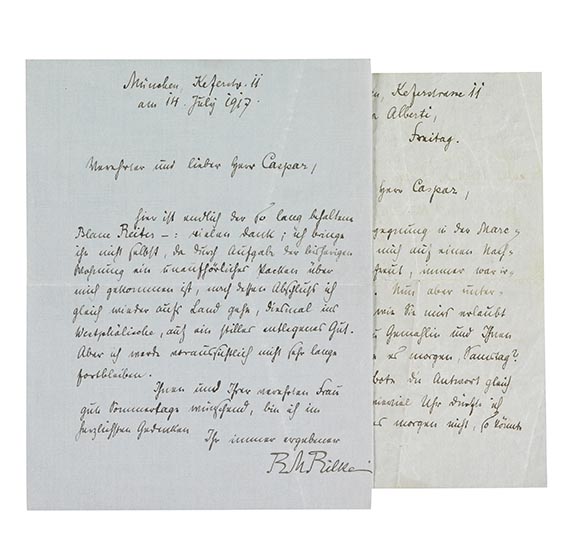 Rainer Maria Rilke - 2 eigenhändige Briefe, dazu ein Exemplar des Blauen Reiter