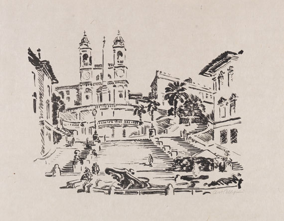 Alfred Heinrich Pellegrini - Rom. 1 sign. Zeichnung und 15 Orig.-Lithographien - 