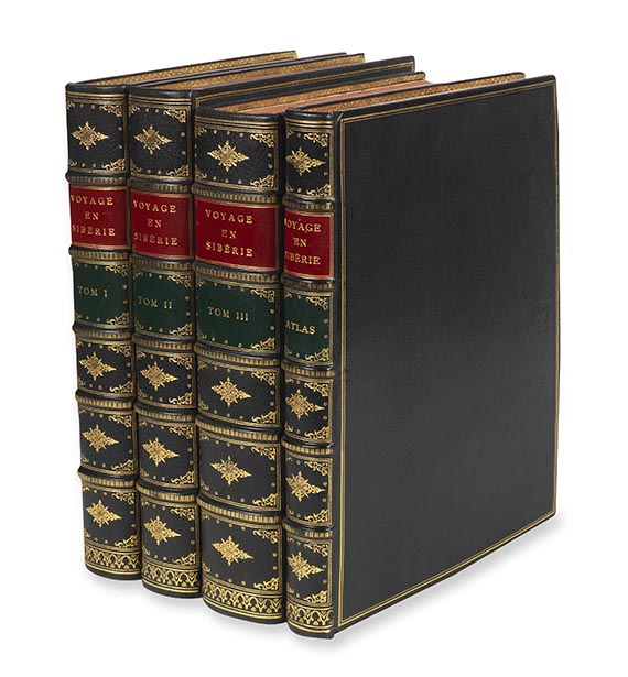 Jean Chappe d`Auteroche - Voyage en Siberie, 3 Texbde. und Atlas, zus. 4 Bände - 
