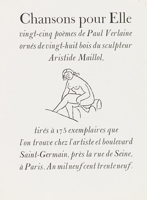 Aristide Maillol - Verlaine, Chansons pour Elle