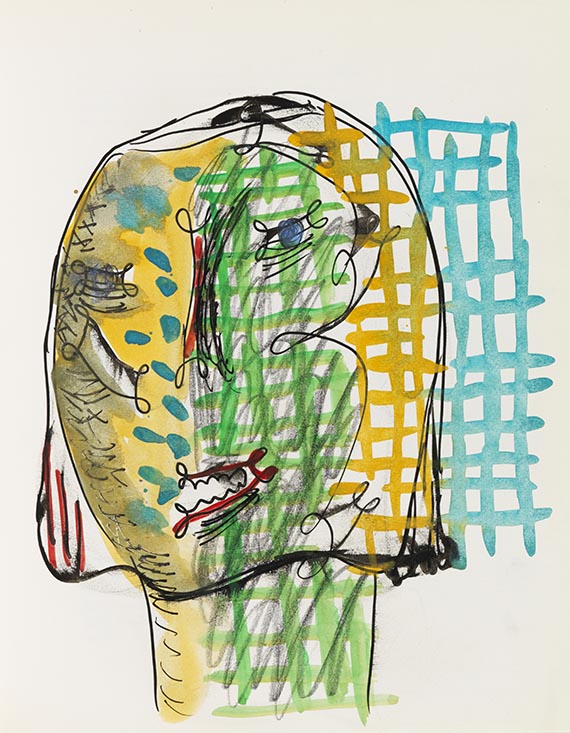 Markus Lüpertz - Homo homini lupus. Ausstellungskatalog mit 4 Orig.-Zeichnungen - 