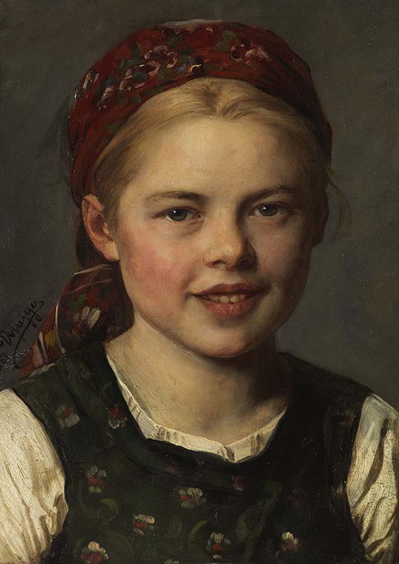 Franz von Defregger - Dirndl mit Kappe