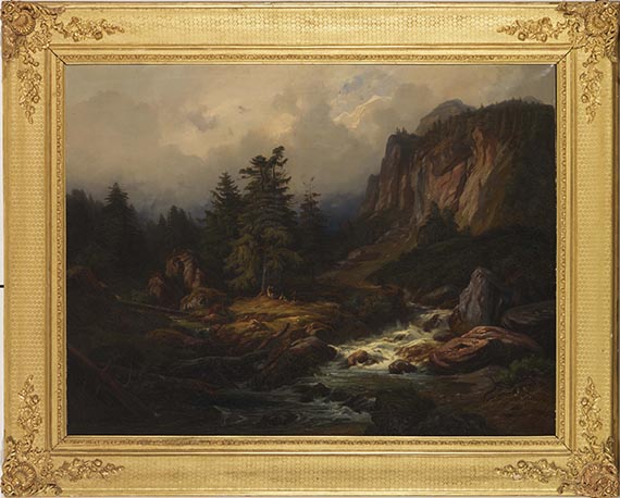 Eduard Schleich d. Ä. - Gebirgsbach - Frame image