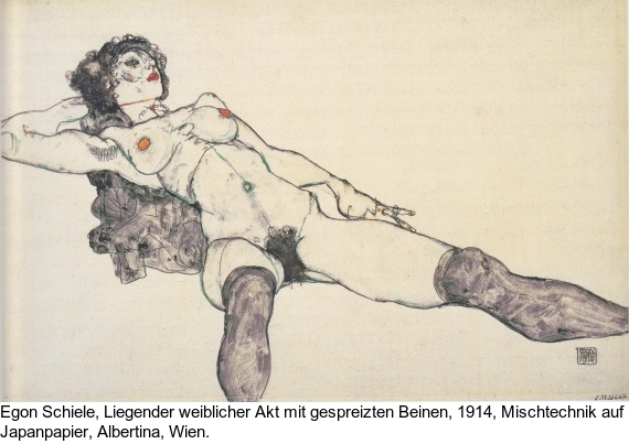 Egon Schiele - Sitzendes Mädchen mit ausgestrecktem Arm und Bein