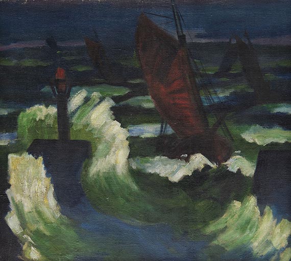 Hermann Max Pechstein - In der Hängematte/Boote auf der Ostsee (Rückseite) - 