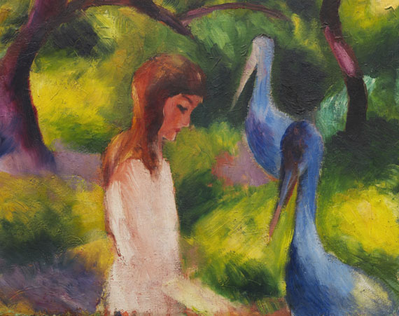 August Macke - Mädchen mit blauen Vögeln (Kind mit blauen Vögeln)