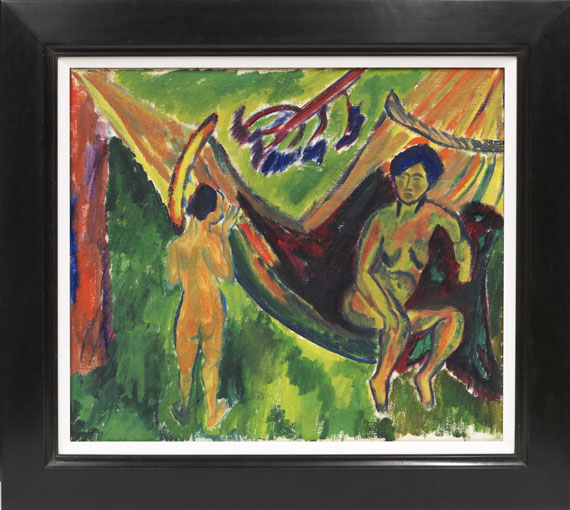 Hermann Max Pechstein - In der Hängematte/Boote auf der Ostsee (Rückseite) - Frame image