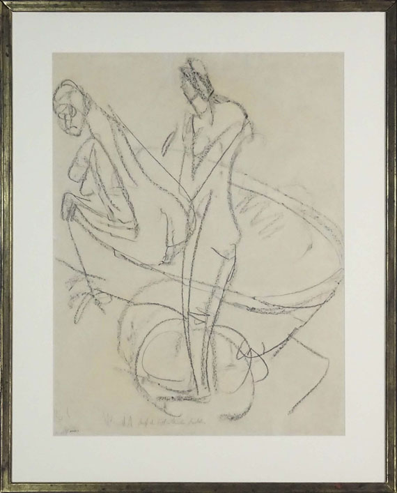 Ernst Ludwig Kirchner - Auf dem Bett sitzendes Mädchen - Frame image