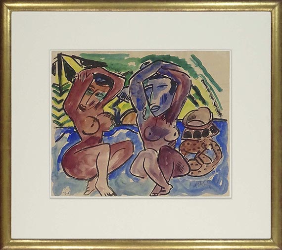 Karl Schmidt-Rottluff - Zwei Akte mit Negerplastik - Frame image