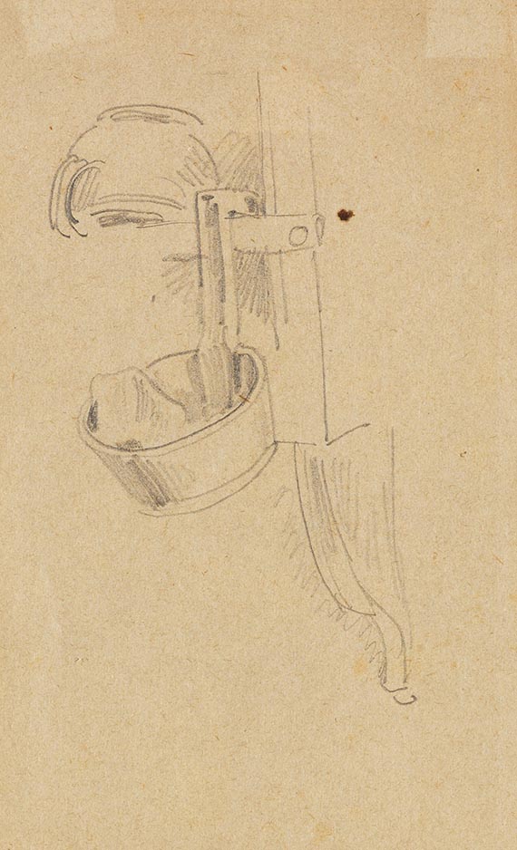 Wilhelm Busch - 6 Bll.: Küchenutensilien (Bl. 1a u. b). Säulenkapitelle (Bl. 2). Säulen, Kapitell und Konsole (Bl. 3). Fensterportale und Architekturornamente (Bl. 4). Buchstaben (Bl. 5) - 