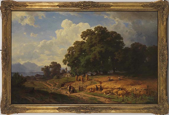 Adolf Heinrich Lier - Ernte am Chiemsee - Frame image