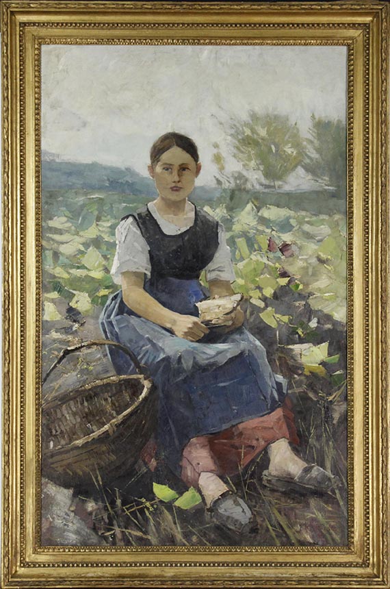 Karl Hagemeister - Mädchen im Kohlfeld - Frame image