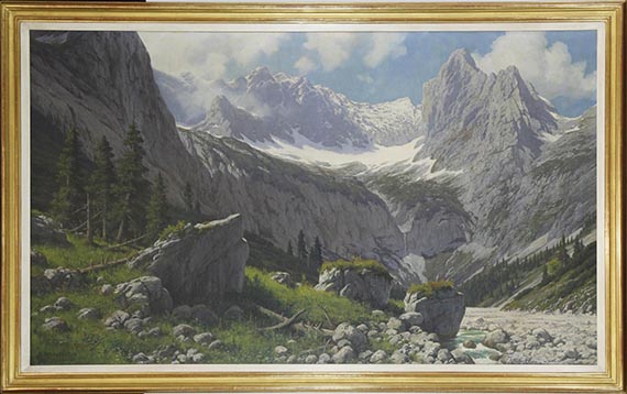 Rudolf Reschreiter - Blick von der Höllentalangerhütte zum Höllentalgletscher und den Riffelwandspitzen - Frame image