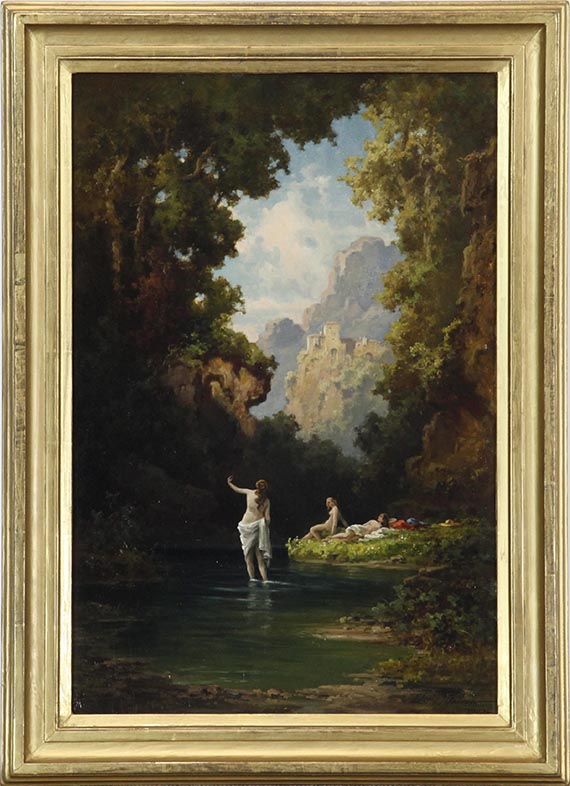 Willy Moralt - Badende Mädchen im Waldteich - Frame image