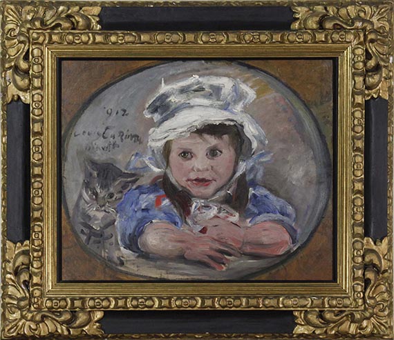 Lovis Corinth - Tochter Wilhelmine mit Katze Mizelonde - Frame image