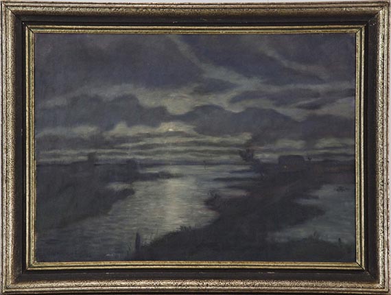 Otto Modersohn - Mondnacht (verso: Waldweg) - Frame image