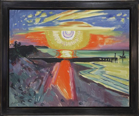 Hermann Max Pechstein - Sonnenuntergang an der See - Frame image