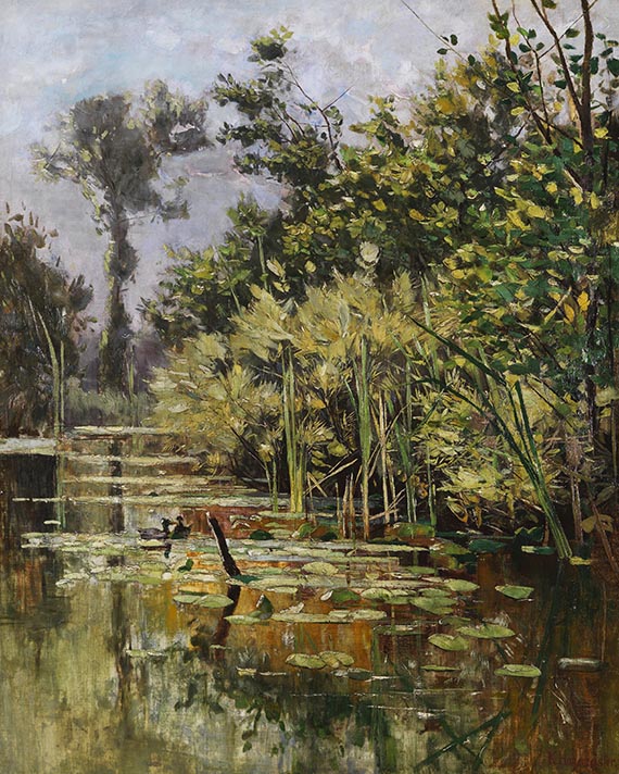 Karl Hagemeister - Altwasser mit Enten - Herbst