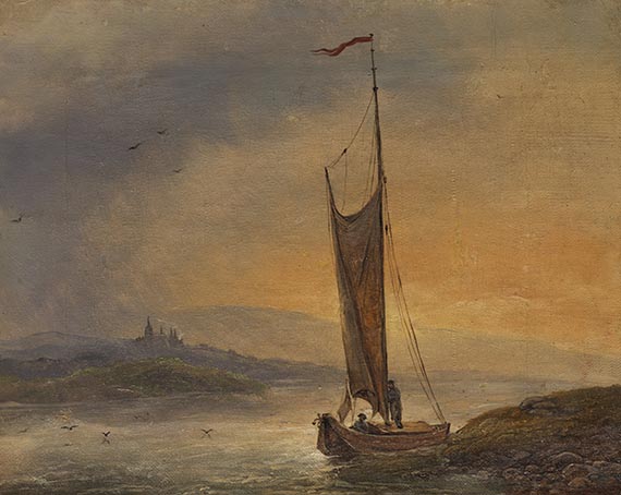 Johann Friedrich Boeck - (zugeschrieben) Segelboot im Abendlicht