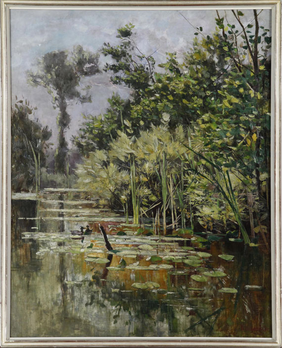 Karl Hagemeister - Altwasser mit Enten - Herbst - Frame image