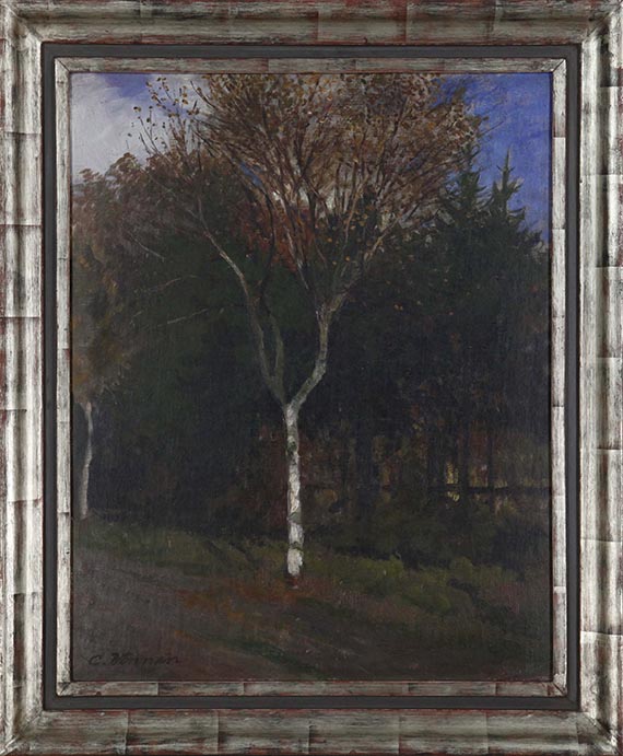 Carl Vinnen - Worpsweder Landschaft. Junge Birke am Wegesrand - Frame image