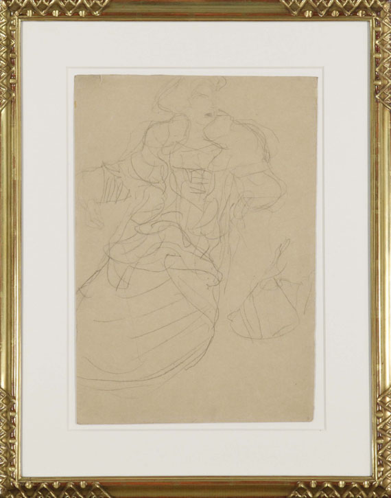 Gustav Klimt - Sitzend nach links, den Kopf nach rechts gewendet - Frame image