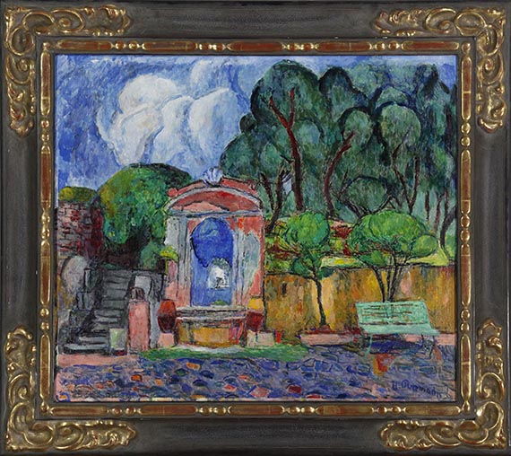 Hans Purrmann - Barockbrunnen im Hof der Villa Le Lagore - Frame image