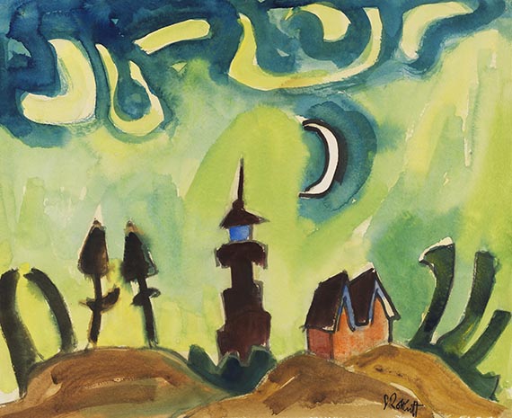 Karl Schmidt-Rottluff - Leuchtturm mit Mondsichel