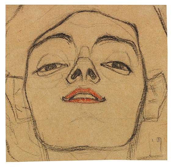 Egon Schiele - Kopf einer jungen Frau, von unten gesehen