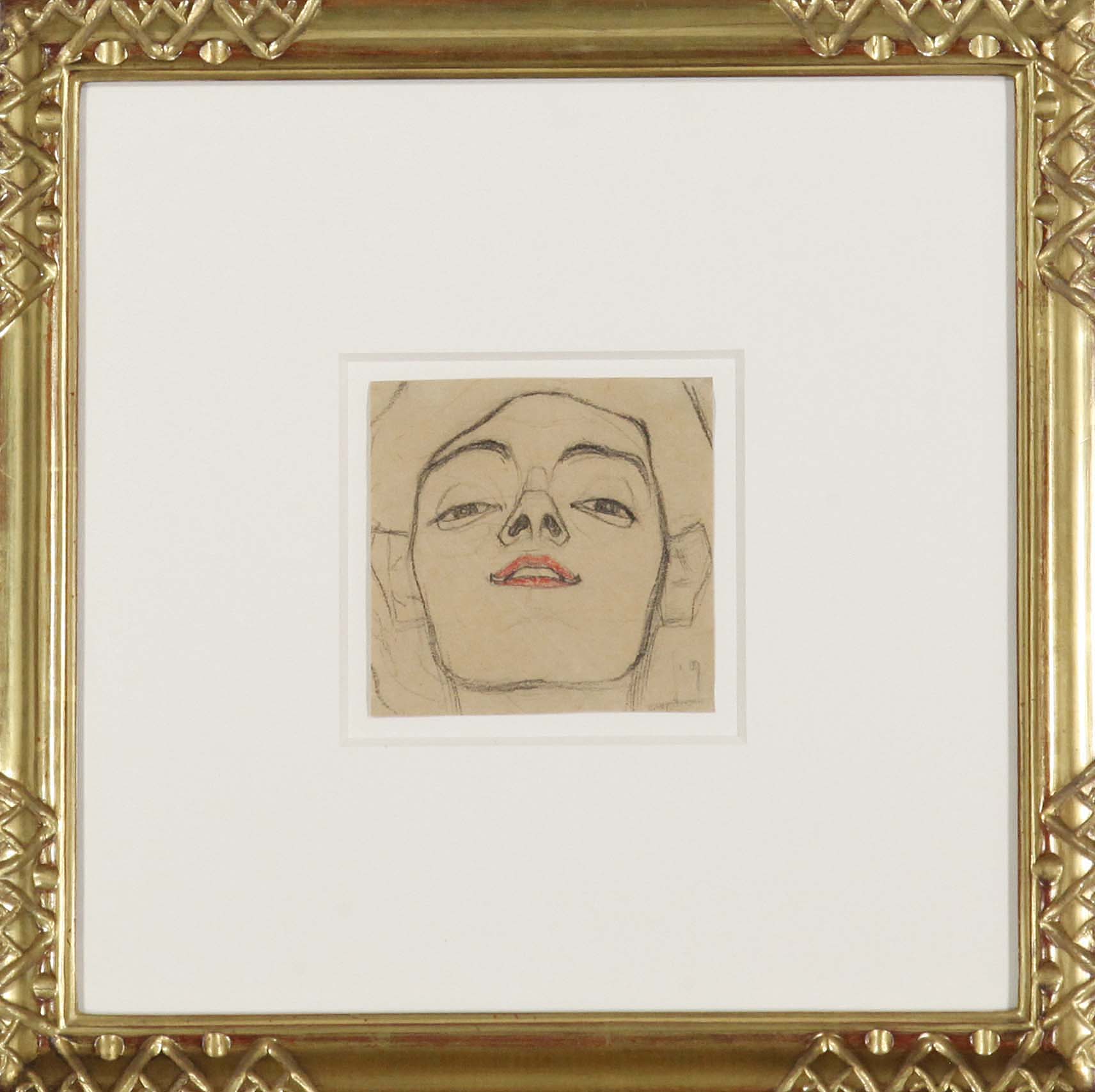 Egon Schiele - Kopf einer jungen Frau, von unten gesehen - Frame image