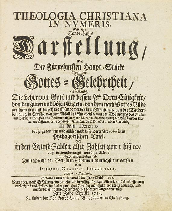 Johann Christian Lange - Theologica Christiana In numeris - 