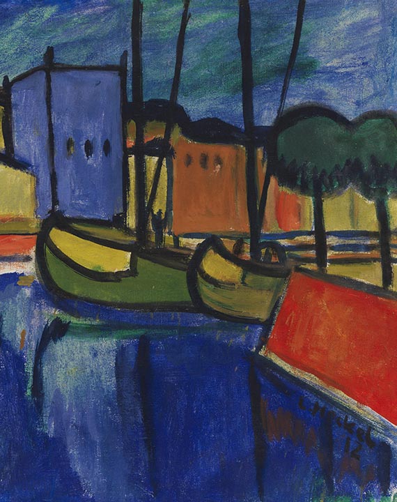 Erich Heckel - Vor gelbem Tuch 1908 / Schiffe im Kanal 1912 - 