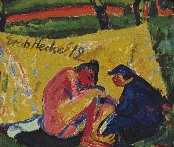 Erich Heckel - Vor gelbem Tuch 1908 / Schiffe im Kanal 1912 - 