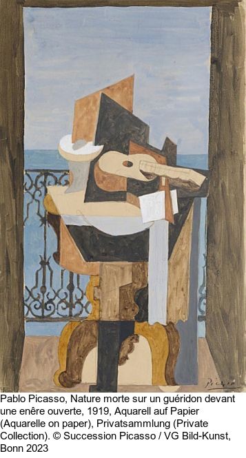 Pablo Picasso - Guéridon, guitare et compotier - 