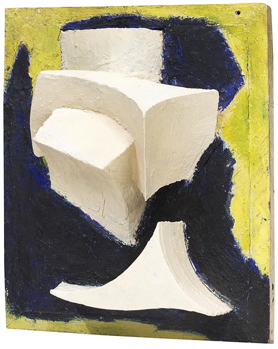 Kurt Schwitters - Ohne Titel (Bewegtes Weiss auf Blau und Gelb) - 