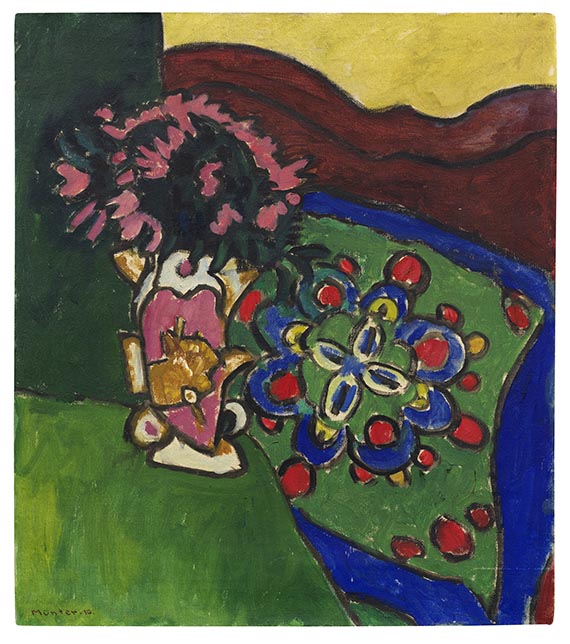 Gabriele Münter - Teetisch mit Blumenvase und Sofa