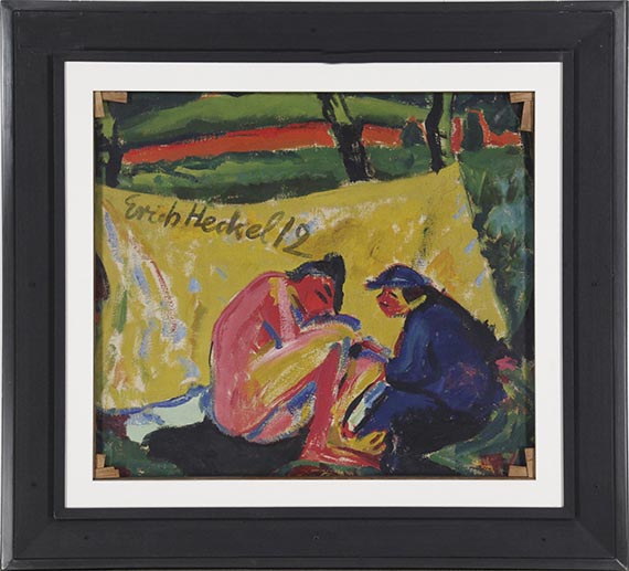 Erich Heckel - Vor gelbem Tuch 1908 / Schiffe im Kanal 1912 - Frame image